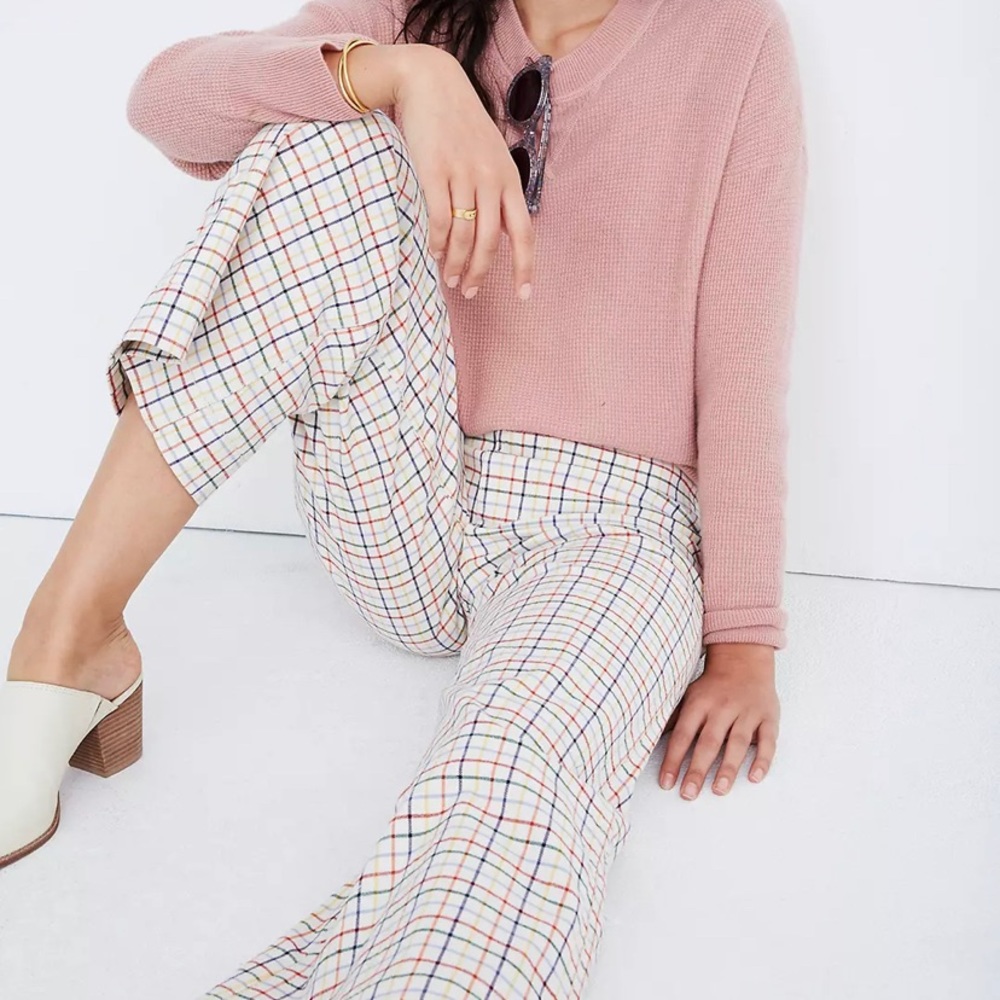 Madewell Emmett Wide-Leg Crop Pants in Rainbow Windowpane